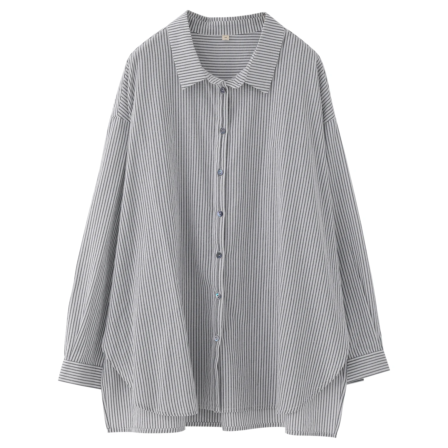 เสื้อเชิ้ตแขนยาวทรงหลวมลายทางสีดำขาวสำหรับผู้หญิง LZJN – เสื้อคลุมคาร์ดิแกนแบบสวมทับสำหรับฤดูใบไม้ผลิ/ฤดูใบไม้ร่วงสไตล์ลำลอง