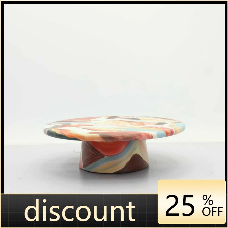 LTT oil painting coffee table creative graffiti French antique hand-painted coffee table