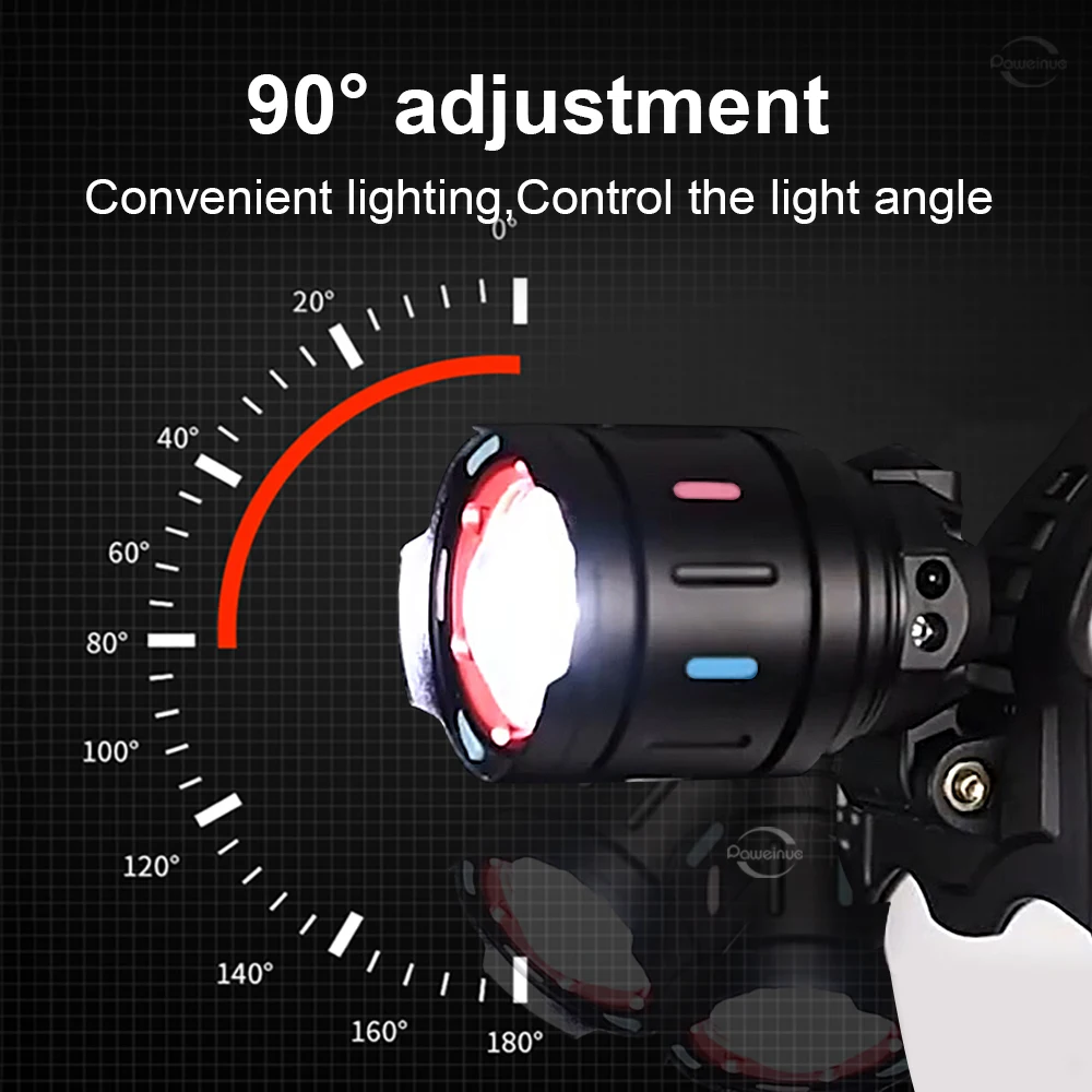 Faro delantero LED potente para pesca, linterna de cabeza recargable de largo alcance, 800W, 1000000LM, 18650