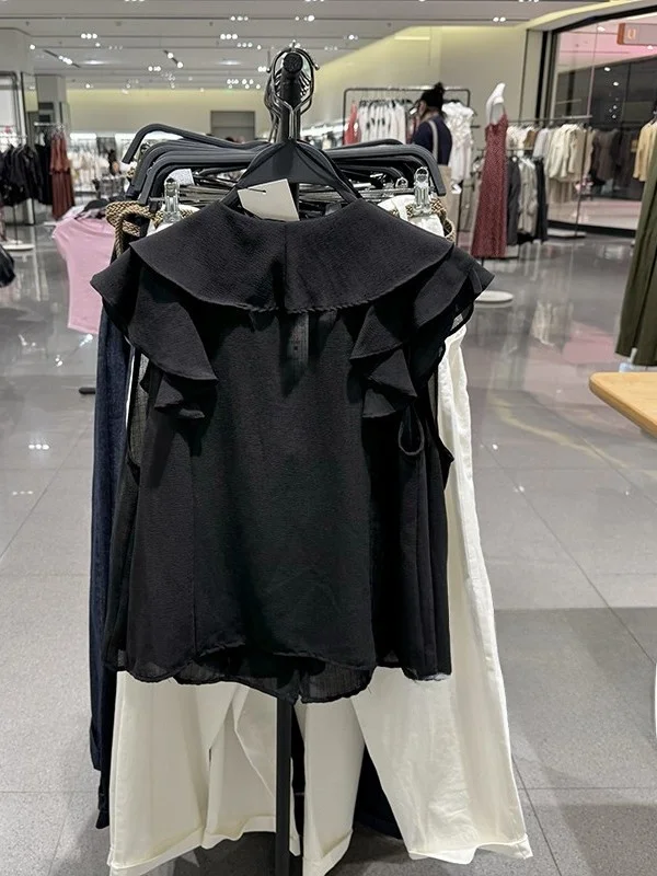 

Sweet Sle V-Ne Svel irt Women's Summer New Arrival Layered Decorative Top Loose Fit ort Length Pure Color