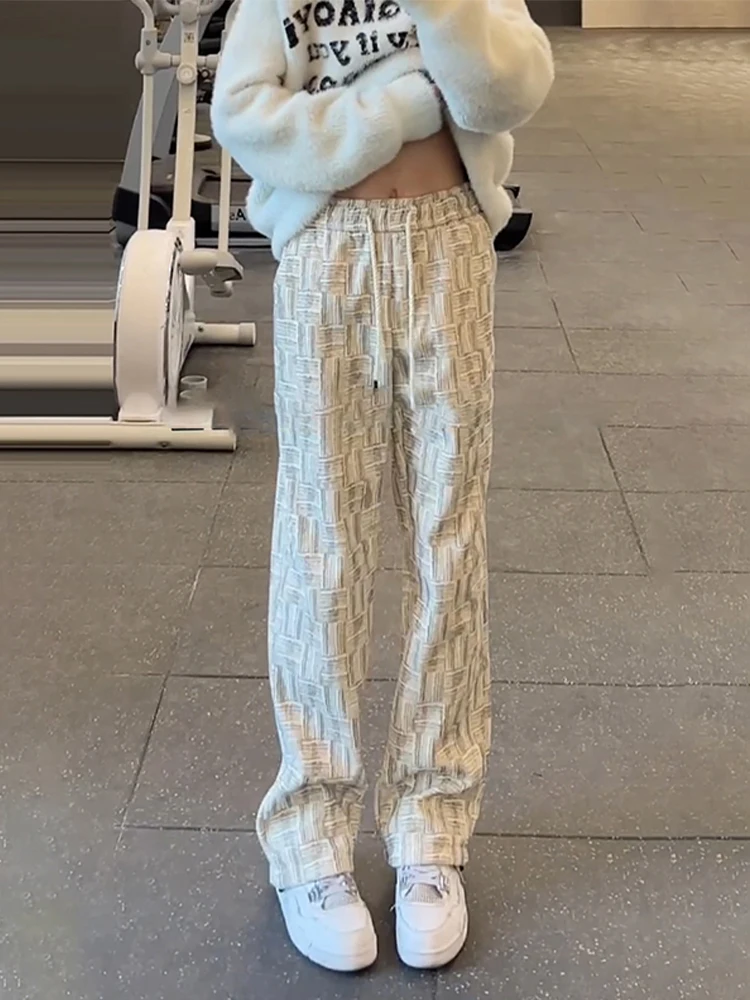 

Thiened Plaid Corduroy Straight Leg Pants American Casual Sle Men's Long Trousers Spring Autumn Seasonal Wear Office Stre...