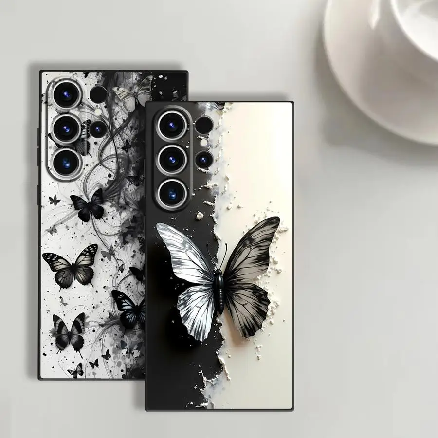 Case for Samsung Galaxy S26 Ultra S10 S9 Note 20 8 9 10 S20 Ultra S25 Plus S21 FE S24 S23 Funda Phone Cover Black White