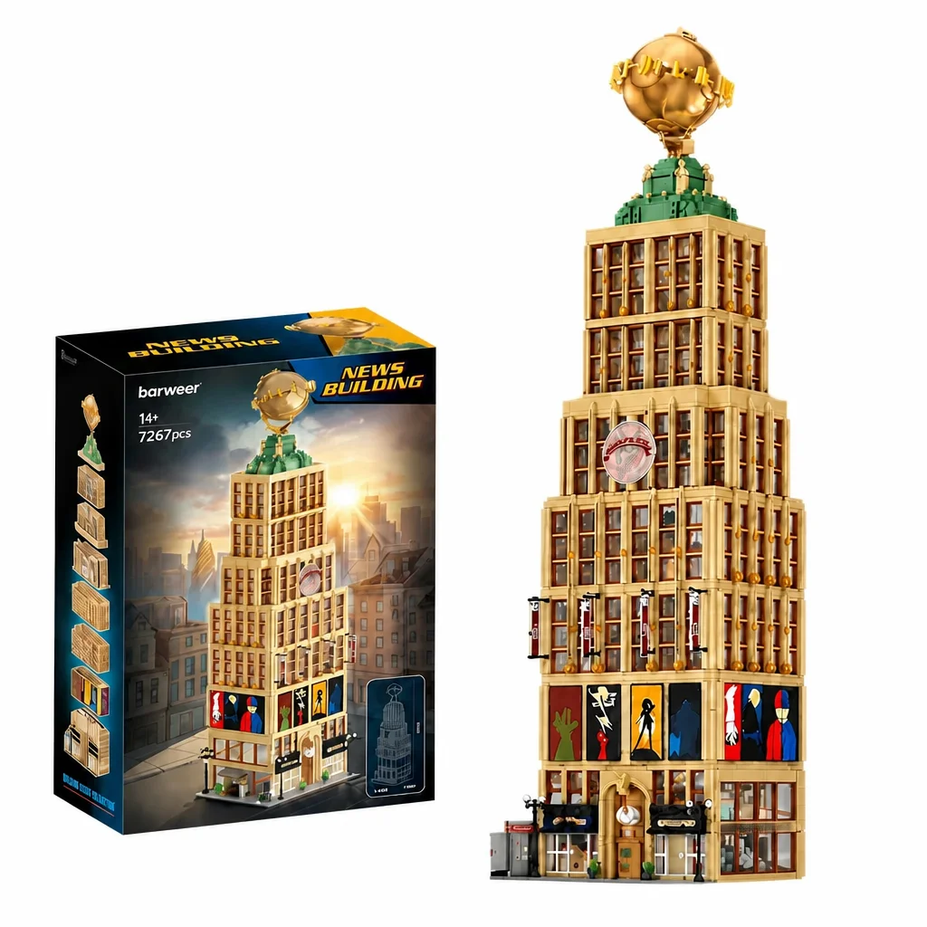 Klemmbausteine  Daily News Bausteine Klassischer Heldenfilm Stadtansicht Riesiges Klassisches Montagemodell Bausteine-Sammlung Kreatives Spielzeug Geschenk für Erwachsene 7267 Teile