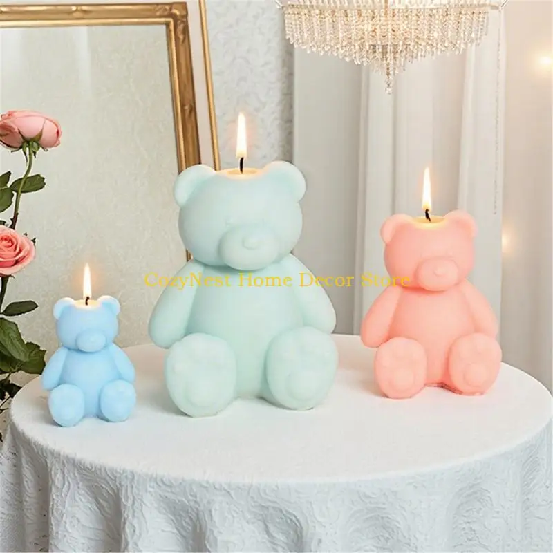 92MF Reusable Silicones Craft Mold For Handmade Soap Chocolates Making with Cartoon Bear Design Easy Releases