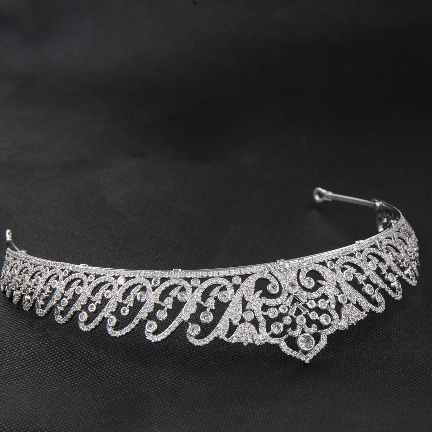 مجوهرات الزفاف الفاخرة الشعر كريستال التيجان الإكليل للنساء فستان حفلة عشاء الزركون التيجان اكسسوارات الزفاف CH10475 #4