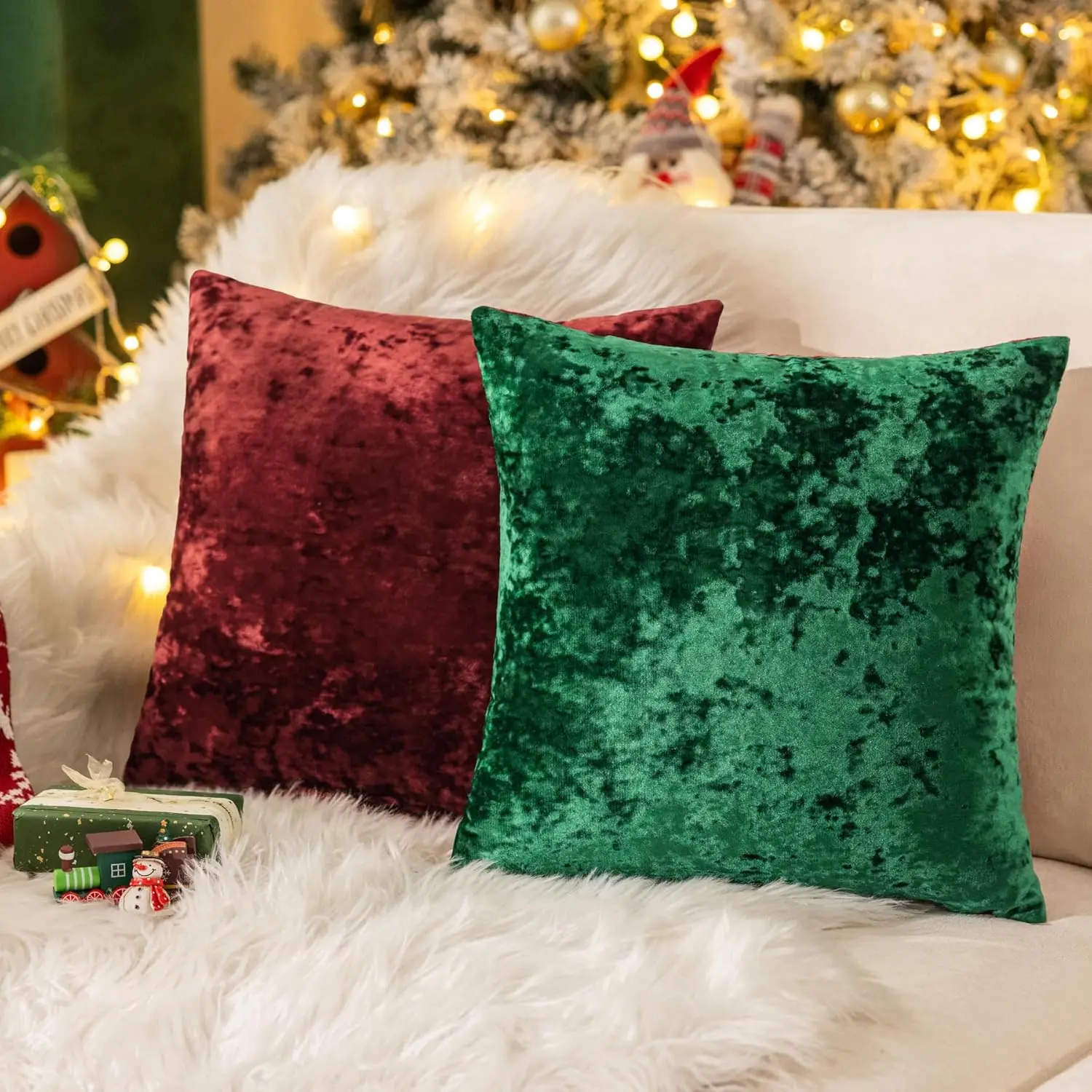 Salbeigrüne dekorative Samt-Kissenbezüge, weiche, neutrale Akzent-Kissenbezüge, Vintage-Bauernhaus-Geschenk, Weihnachts-Kissenbezug – Detail 11