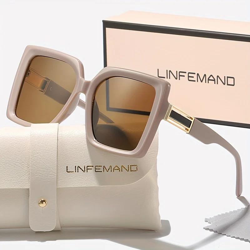 LINFEMAND generous Y2K jelly color block fashionable Sunglasses UV400 for women's daily wear parties beach clubs holiday gift