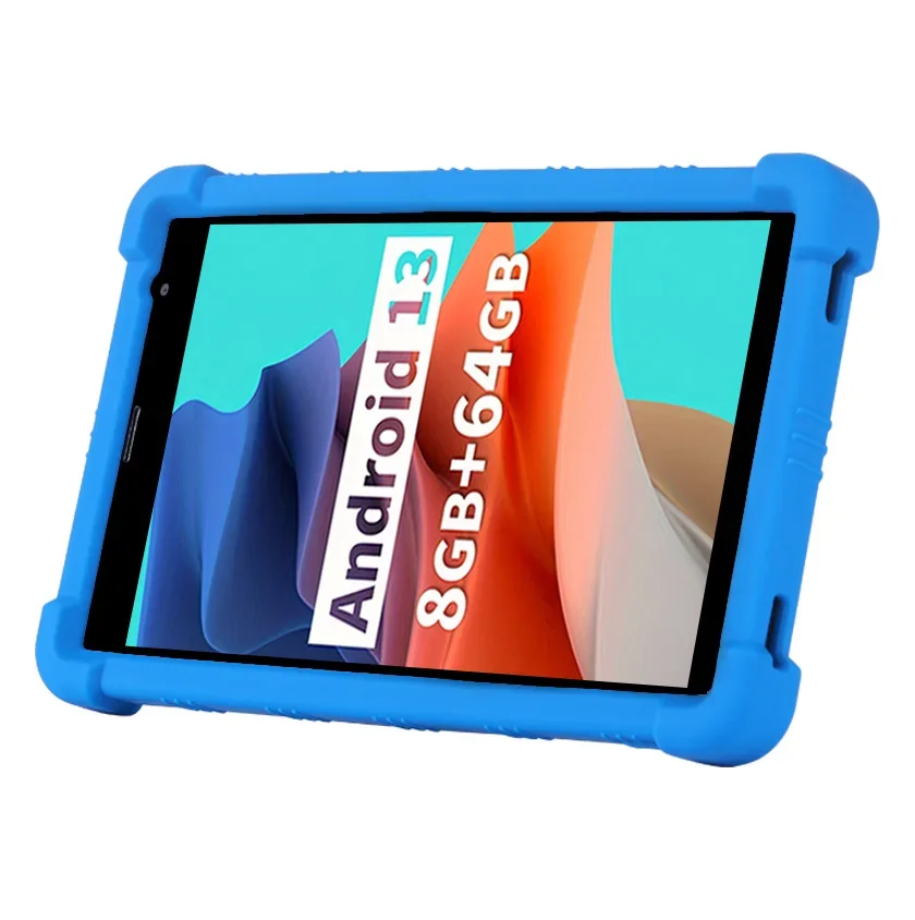 For PRITOM 8 Inch Tablet Android 13 Kickstand Coat Shockproof Cover Tablet Case Soft Silicon Stand Protective Shell