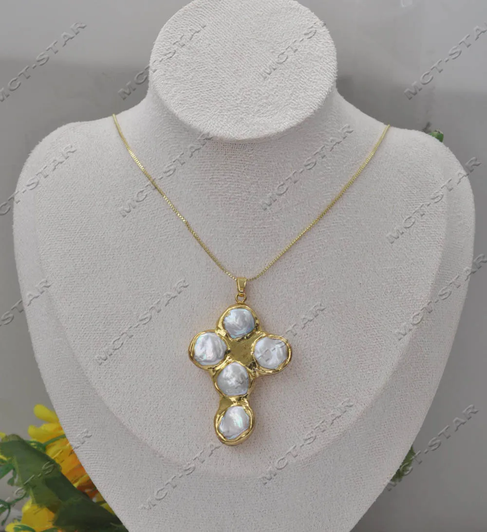 

Оптовая продажа: 5 шт. белых цепочек с подвесками-крестиками из жемчуга кеши, 48 мм, аксессуары для ювелирных изделий (Z13597)