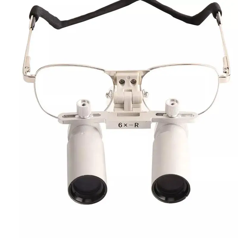 6x Surgical Loupes Sliver 280-600mm Working Distance 60-70 mm Filed view Binocular Magnifying Glass Dentistry