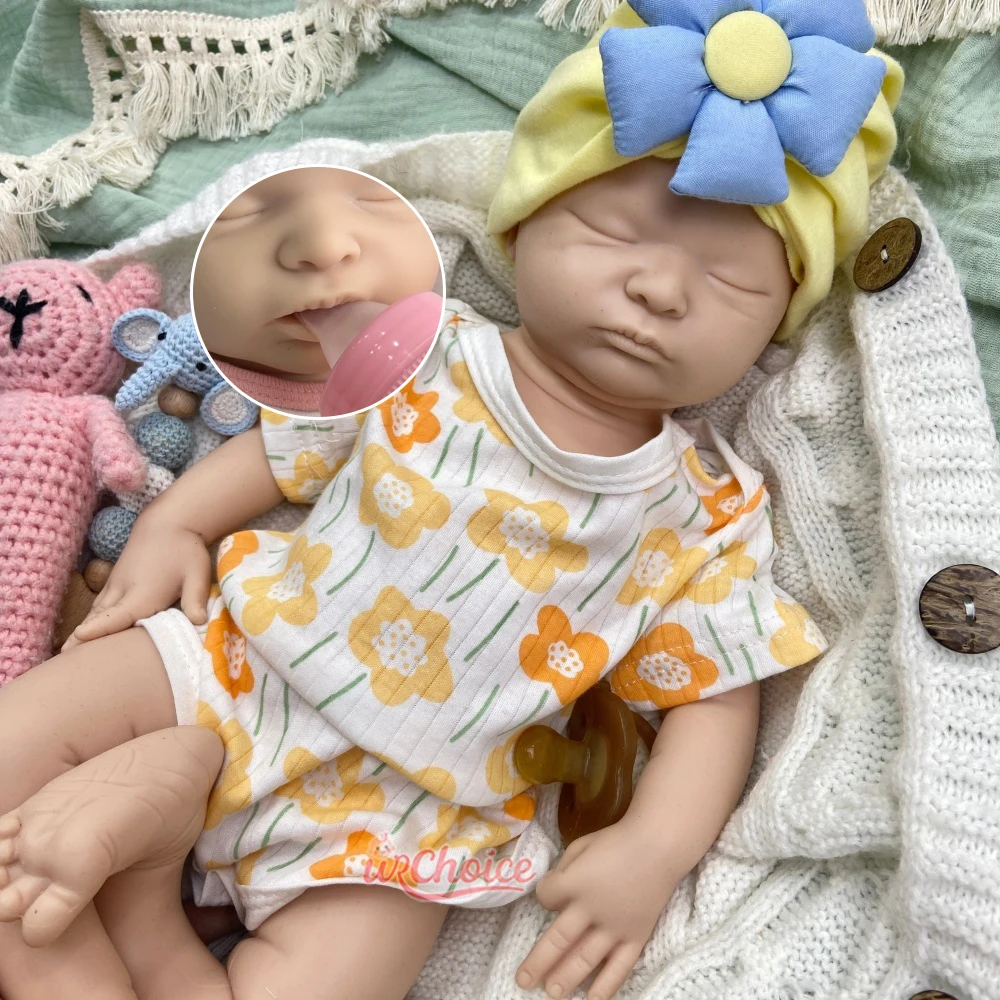 

Lifelike 45cm Full Body Silicone Reborn Baby Girl Can Open Mouth Handmade Realistic Washable Doll for Artist Collector