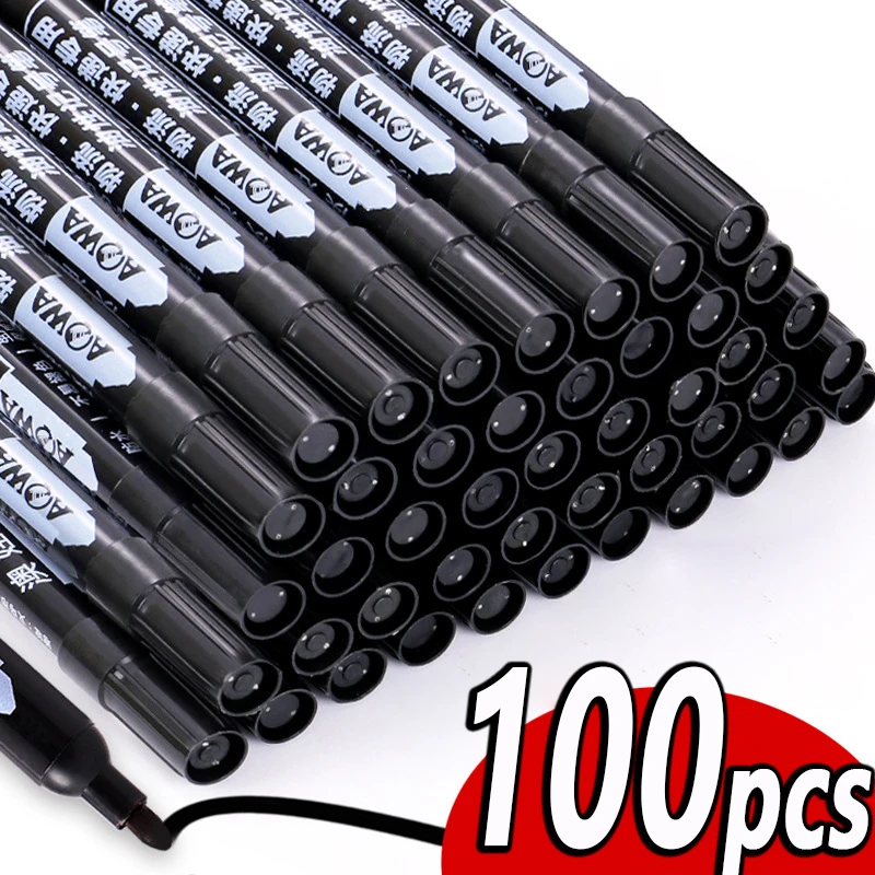 10/100 قطعة أقلام تحديد مقاومة للماء، حبر زيتي متين برأس سميك سريع الجفاف أسود أحمر أزرق لعلامة الخدمات اللوجستية السريعة للمدرسة