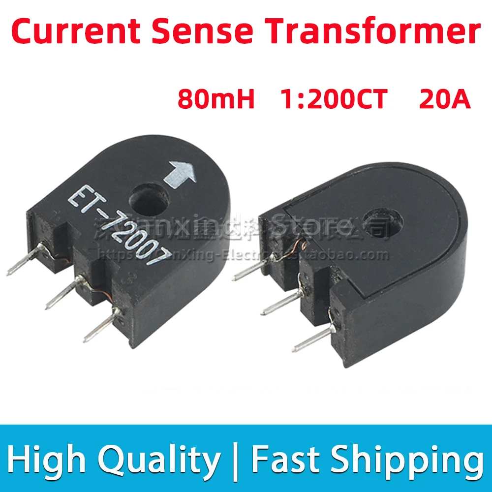 

2pcs ET-72007 SMD SMT Current Sense Transformer 80mh 20A Current Sensor Detect Turns Ratio 1:200CT