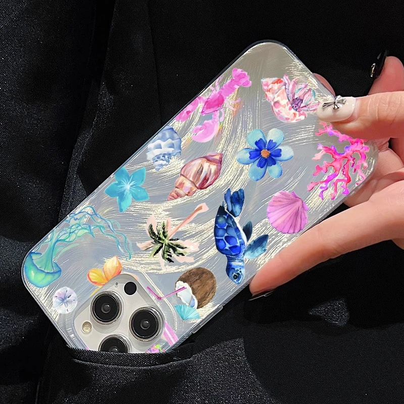 Casing Ponsel Elemen Laut Penyu Laut Bintang Laut untuk Xiaomi Redmi 14C 13C 12C Note 14 13 12 Pro Plus 5G 14S 12S 11S 11 10 Sampul