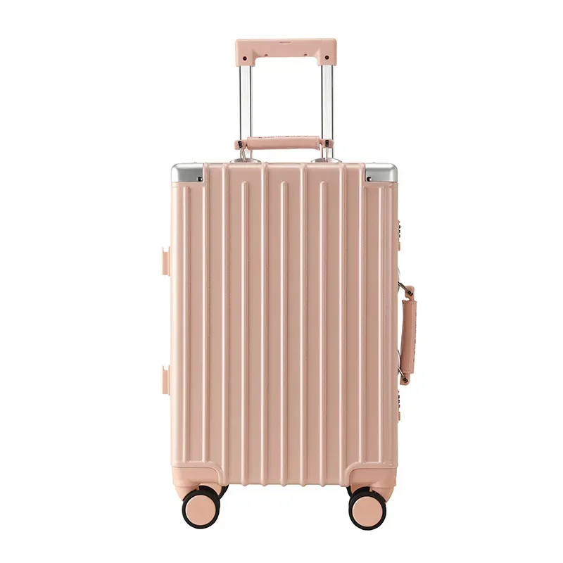 

Trolley Rolling Luggage Aluminum Frame Suitcase Rechargeable Large Capacity Travel 20 Inch Boarding Password Leather Suitcase