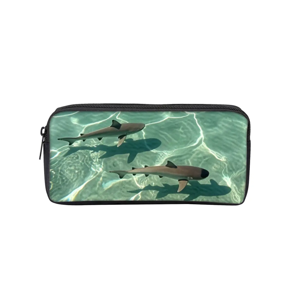 Shark Marine Print Single Layered Pencil Case for Boy/Girls Best Gift Cartoon School Supplies Pencil Pouch for Children