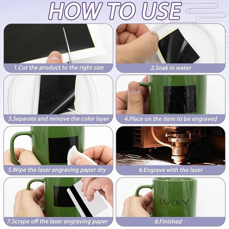 ABDJ-2 ชิ้นเลเซอร์แกะสลักเครื่องหมายกระดาษ 15.3X10.6 นิ้วเลเซอร์แกะสลักกระดาษสําหรับเซรามิคแก้วโลหะ,สีดํา