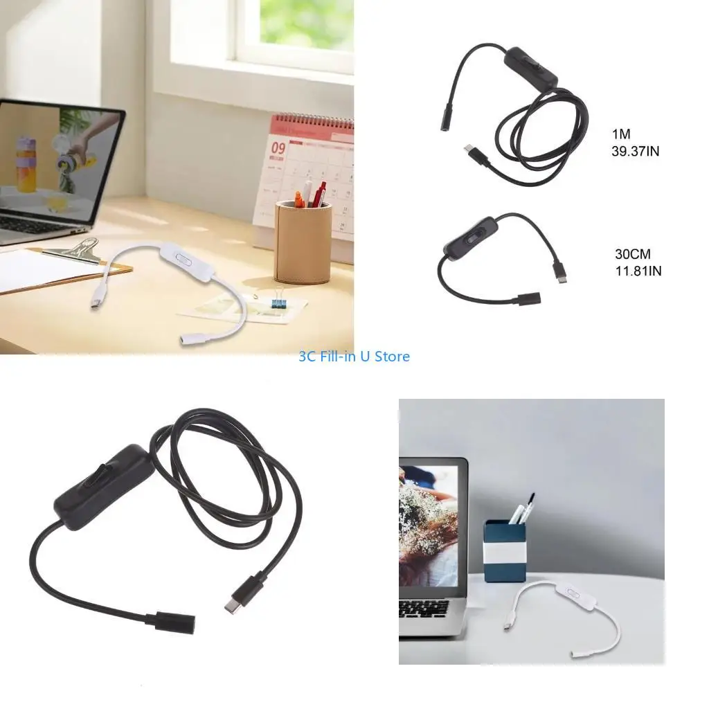 G8TA 30cm/100cm USB C Extension Cable with Switches USB C to USB C Extension Cable