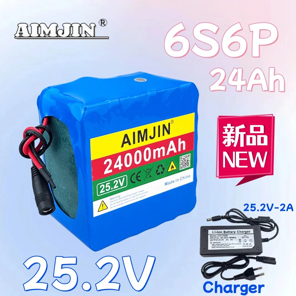 

6S6P Lithium-ion Battery Pack 25.2V 24000mAh Rechargeable Battery Suitable for electric bicycles, scooters + 2A Charger