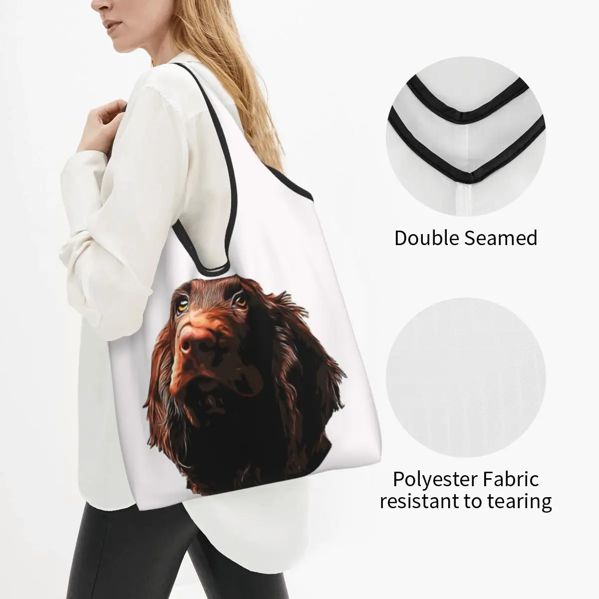 Field Spaniel Stunning Dog Portable Tote Shopping Bags Large Capacity Shopper Bag Grocery Handbag Shoulder Bag