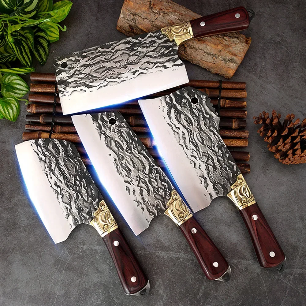 High-carbon Clad Steel Butcher Fish Knife 4PCS Cooking Tool Meat Slicing Bone Chopping Utility Cleaver Knife High Hardness Tools