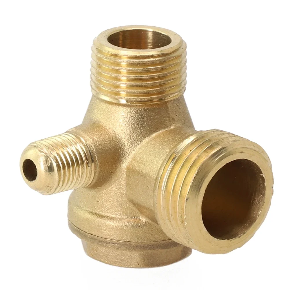 Air Compressor Check Valve Brass Compressive Strength Golden 20*16*10mm (G1/2xG3/8x G1/8) Affordable Brand New