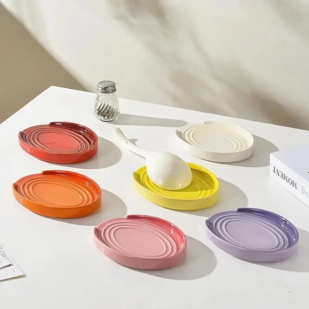 Descanso de cuchara de porcelana, encimera de cocina, soporte de utensilios grande de cerámica de 15,7 cm para estufa, organizador de herramientas de cocina