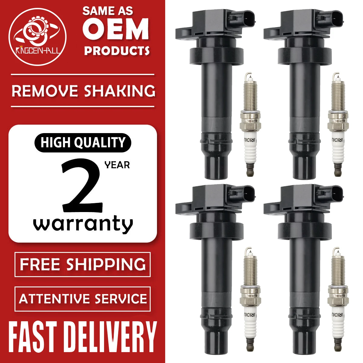 4PCS Ignition Coil & Spark Plug 273012B010 27301-2B010 For HYUNDAI I30 I20 Accent Elantra Venga Kia Rio Soul 1.6L Ceed Veloster