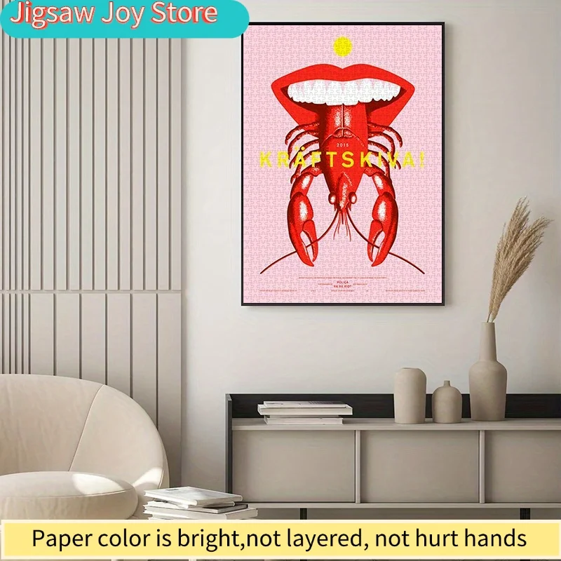 

Paper Puzzle, DIY Jigsaw Puzzles with Lobster and Lips Art Poster, Minimalist Style Adult Puzzle, Suitable for Family Puzzles