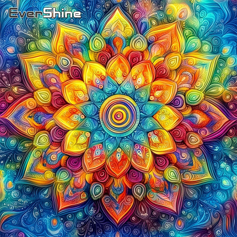 EverShine Diamant-Stickerei, Mandala, vollständiges quadratisches Bohrbild, Blume, DIY-Kunstbild aus Strass, Diamant-Mosaik, Heimdekoration