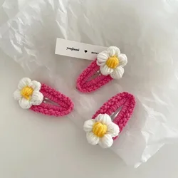 Japanese and Korean Cute Pink Woolen Flower Hairpin Winter Sweet Trendy Snap Clips Children Headdress Hair Accessories for Women