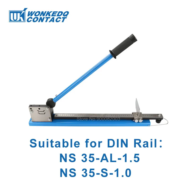 DIN Rail Cutter With Rule Measuring C45 NS35 Steel Aluminum Electrical Rail Cut NS 35-S-1.0/AL-1.5 WKT-NS02 Manual Cutting Tool