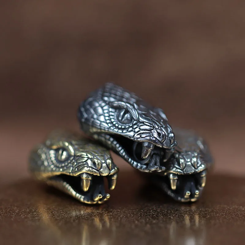 Snake Head Brass Buckle EDC Outdoor DIY Woven Paracord Survival Bracelets Supplies Accessories Retro Umbrella Rope Lanyard Beads