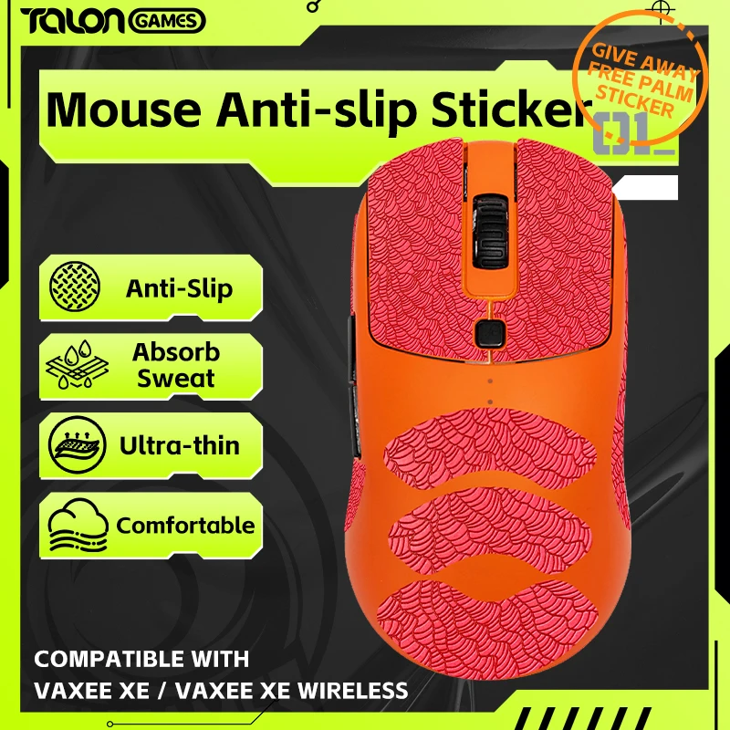 

TALONGAMES Mouse Grip Tape For VAXEE XE / XE Wireless Mouse,Palm Sweat Absorption,All Inclusive Wave Patter Anti-Slip Tape(Red)