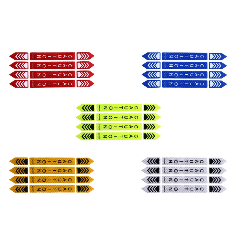 4pcs/set Car Door Reflective Warning Sticker Safety Auto Door Reflective Tape Fil Strap Night Reflective Material 26*2.4cm