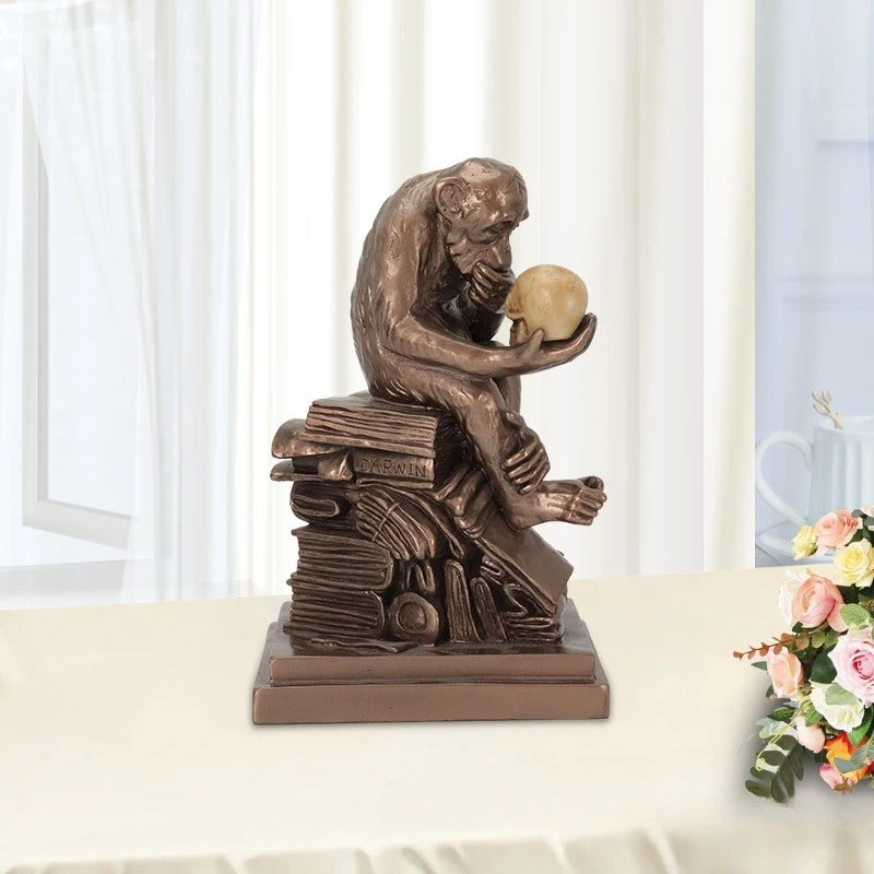Creative Ornament Library Humanoid Resin Human Evolution Miniature Darwin Ape Novel Skull Decoration Craft Accessories Sculpture