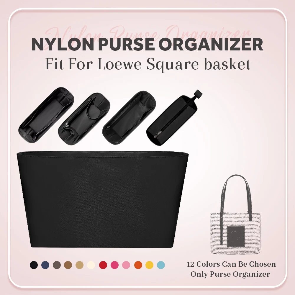 Nylon Purse Organizer Insert, Inside Storage Bag Organizer Insert Fit for Loewe Square Basket Bag Cosmetics Inner Liner Bag