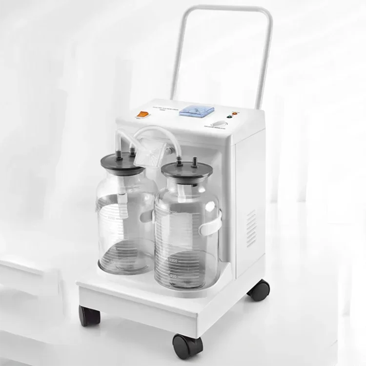 Hot sell Medical electric suction pump apparatus aspirator double bottles suction trolley unit machine vaccum suction machine