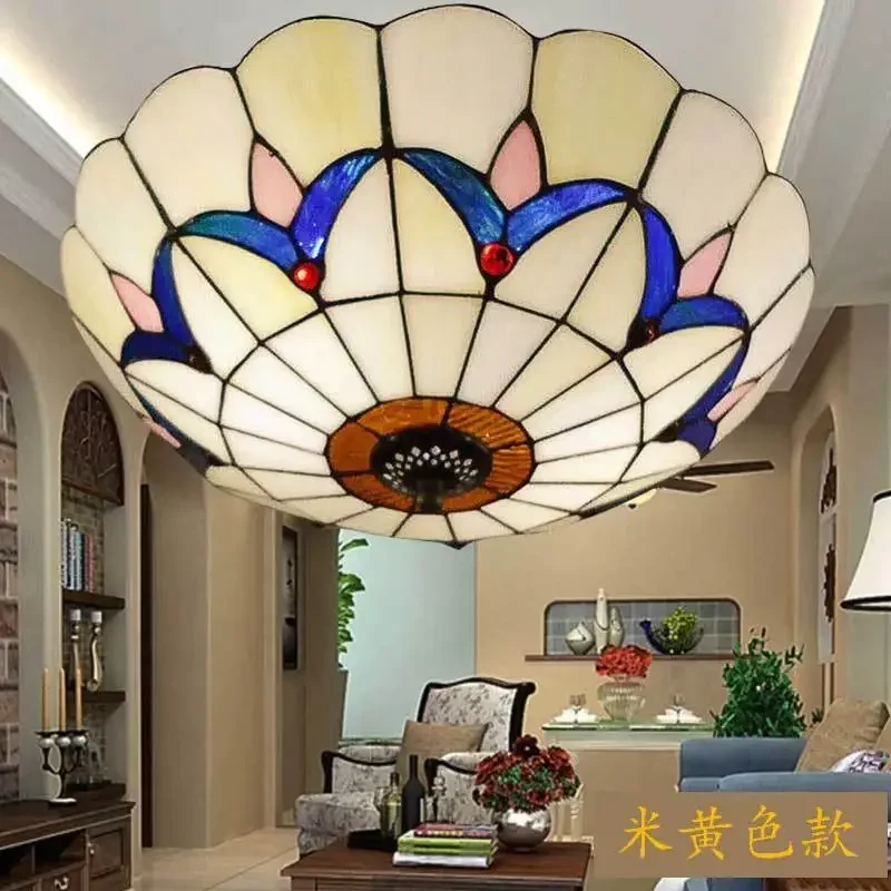 Stained Glass Ceiling Light Tiffany Home Luminarias Decor for Living Room Chandeliers Lighting Kitchen Bedroom LED Lamp Fixture