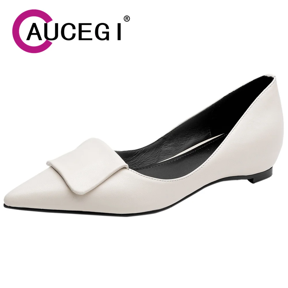 

Aucegi, классические простые туфли-лодочки из натуральной кожи, модные весенние новые стильные модельные туфли с острым носком увеличенной высоты, пригородная обувь
