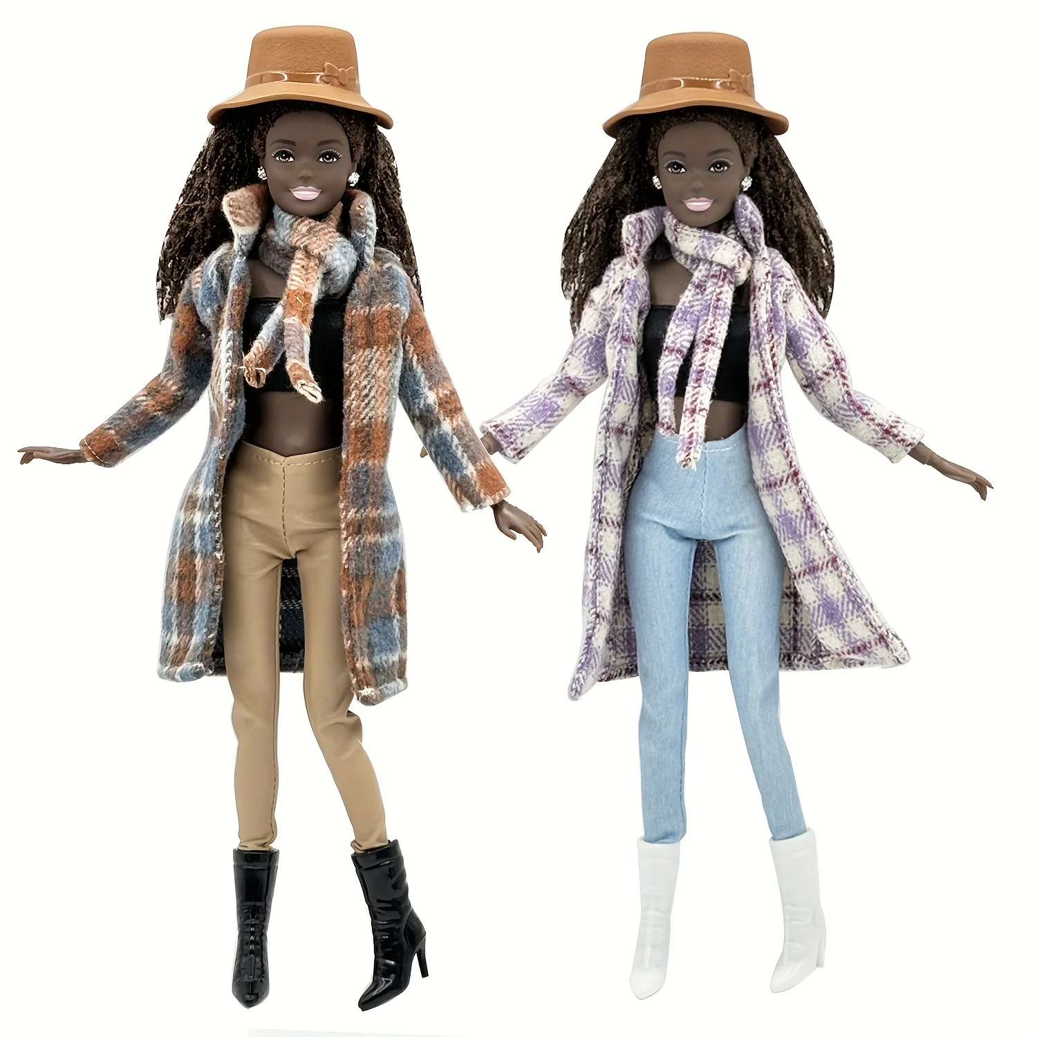 11. 5Inch Stylish And Elegant Doll Outfit Set Including a Coat, Long Pants, Accessories, a Princess Hat, Long Boots, And Shoes.