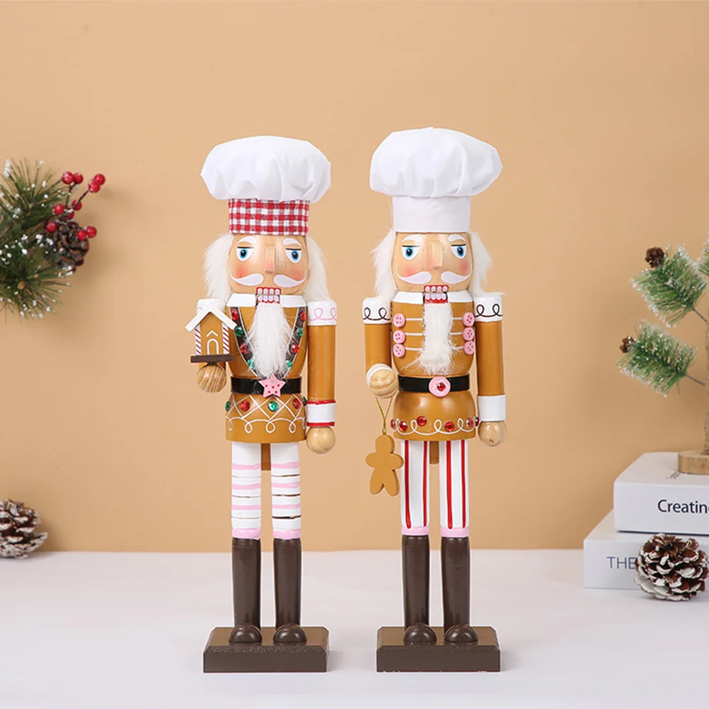 

1pc Chef Nutcracker Decor Christmas Wooden Ornament Premium Craftsmanship Home Hotel Restaurant Coffee Shop Decoration Xmas