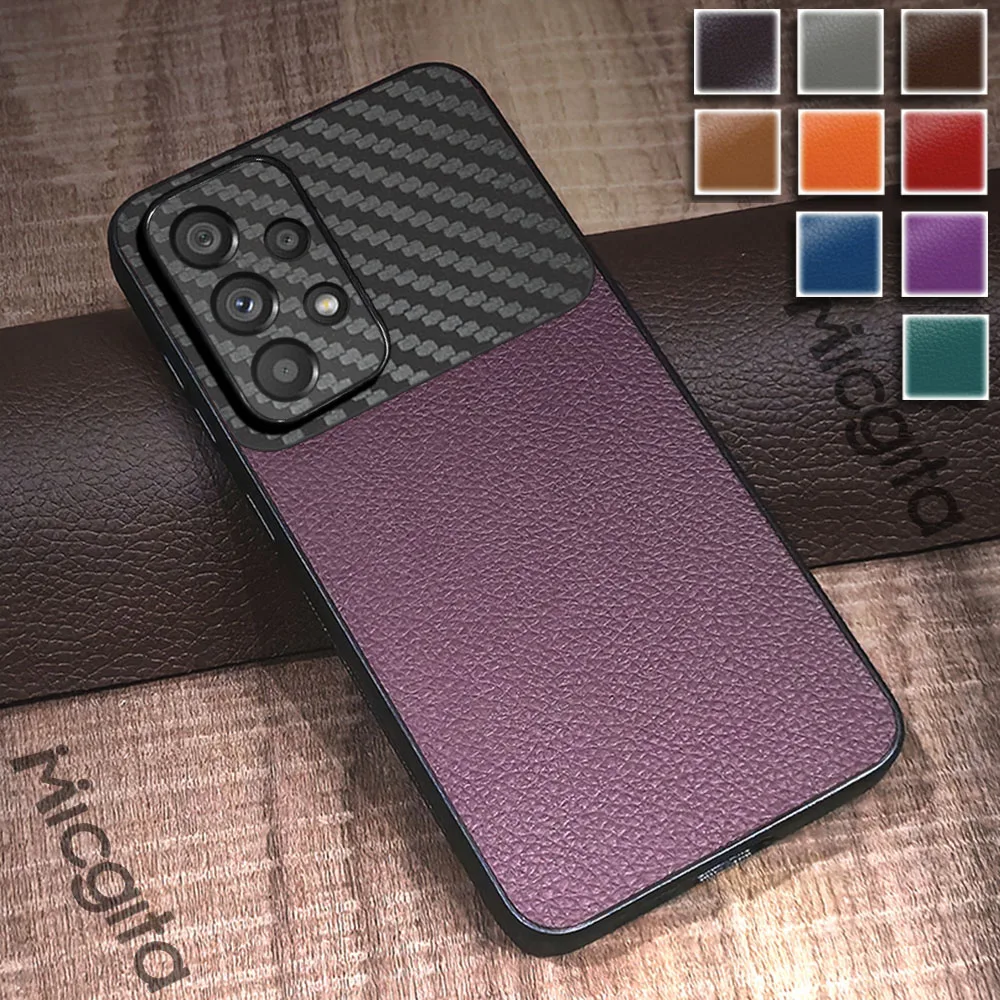 Leather Case For Samsung Galaxy A33 5G Carbon Fiber Acrylic Splicing Cover For Samsung A33 Case
