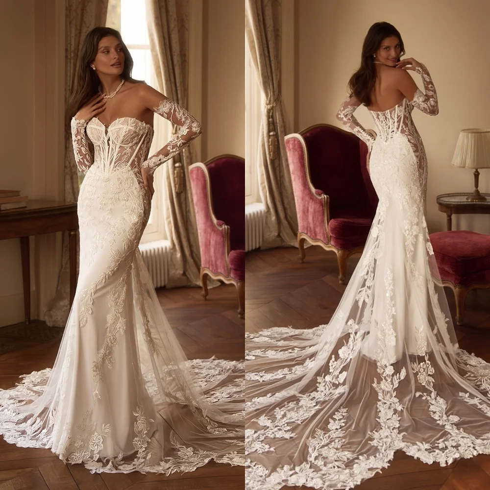 Vestido de novia de Jersey blanco personalizado, alta calidad, sin tirantes, manga desmontable, fiesta nupcial, botones delicados en la espalda, vestidos de novia