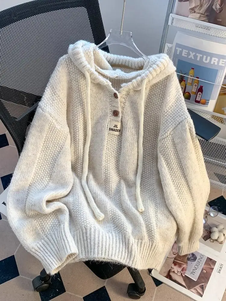 

QWEEK Grunge Oversize Loose Sweater Women 2024 Autumn Winter Korean Fashion Kpop Harajuku Knitted Knit Pullovers Solid