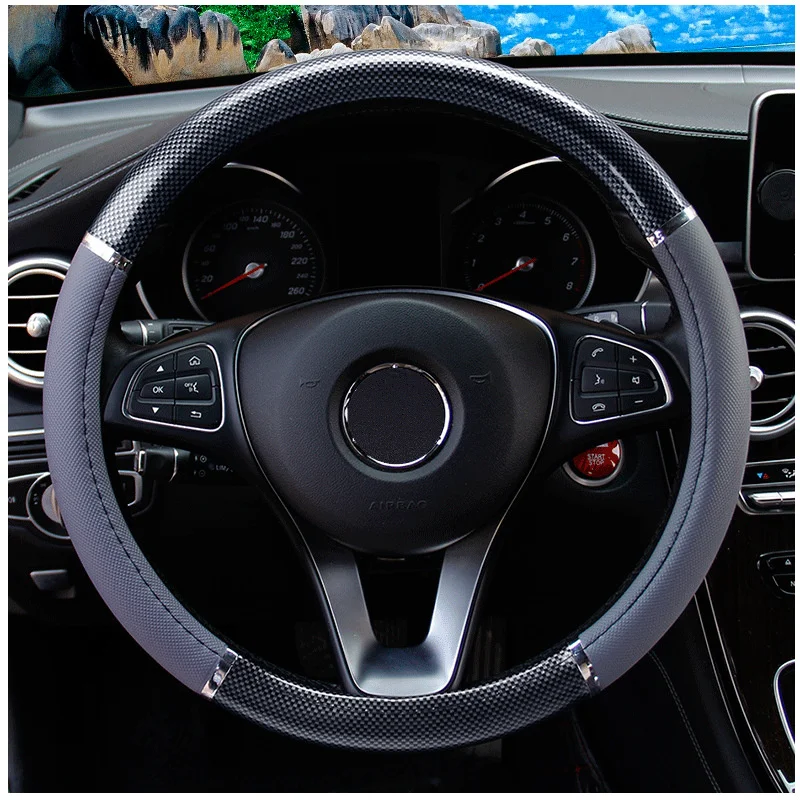 Universal Auto Car Steering Wheel Cover Mahogany Wood Leather Fit 37-38cm Wheel car Steer Wheel Covers Car interior decoration