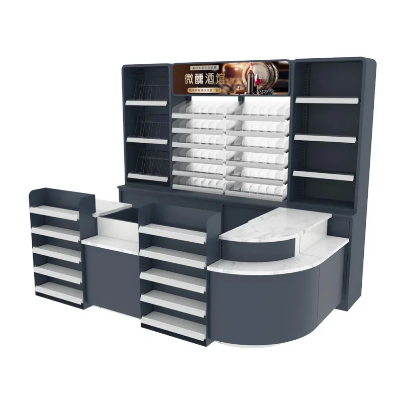 custom.Hongbai Customized Metal Glass Cash Register Display Cabinet Smoke Design Supermarkets Shops Iron Wood Constr