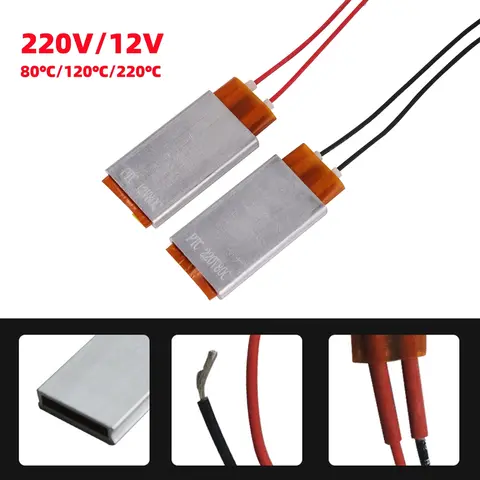 2Pcs PTC Heating Element 220V/12V 0-220 Degrees Celsius Poultry Incubator Heating Plate Chick Lizard Turtle Lamp Heater Fittings
