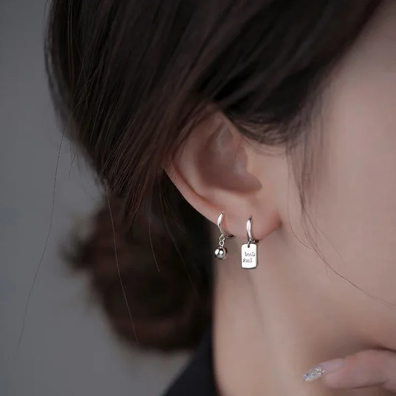 Elegant Drop Earrings For Women Geometric Ball Pendant Good Luck Letter Female Dangle Ear Piercing Accessories Jewelry Gifts