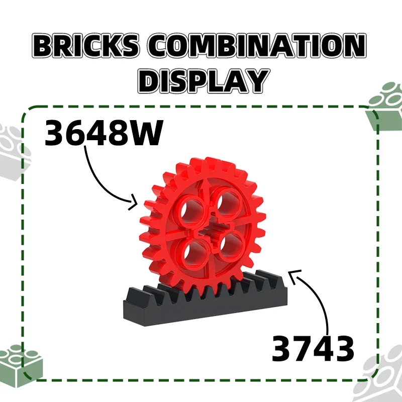 Wange 108 20 Pçs/lote 3743 Engrenagem Rack 1x4 Bloco Moc Acessórios de Cor Compatível com Tijolo DIY Peças de Montagem de Brinquedo Infantil